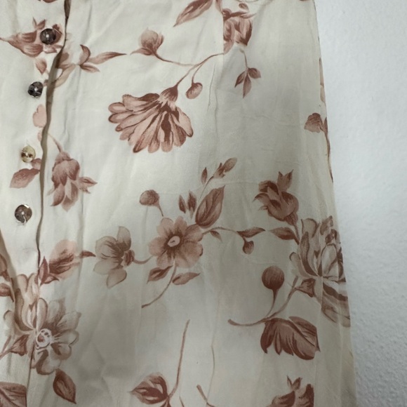 Rare Vintage Rampage Floral Cream and Pink Brown Women's Skirt Split Buttons - Picture 4 of 7